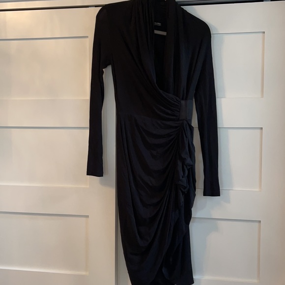 ALLSAINTS Swinton long sleeve drape wrap dress - Picture 3 of 10